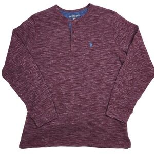 U.S. Polo Assn Henley Shirt Mens XL Long Sleeve Casual Burgundy Top